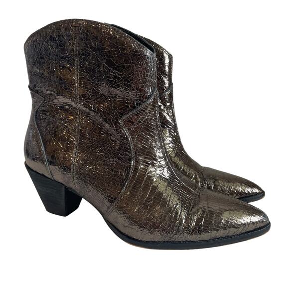Vince Camuto Salintios Ankle Bootie Cone Heel Women's sz 8.5 Metallic Gray Boots - Picture 1 of 14
